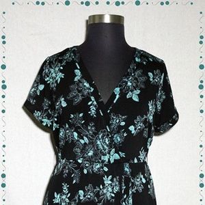 Black and aqua faux-wrap dress from Torrid, size 2